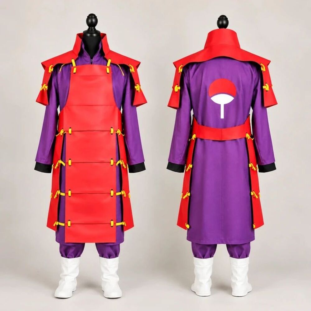 New Madara Uchiha Anime Cosplay Costume Boys M Purple Armor Naruto Anime C208
